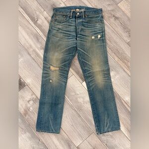Ralph Lauren Double RL Distressed Blue Slim Jeans
